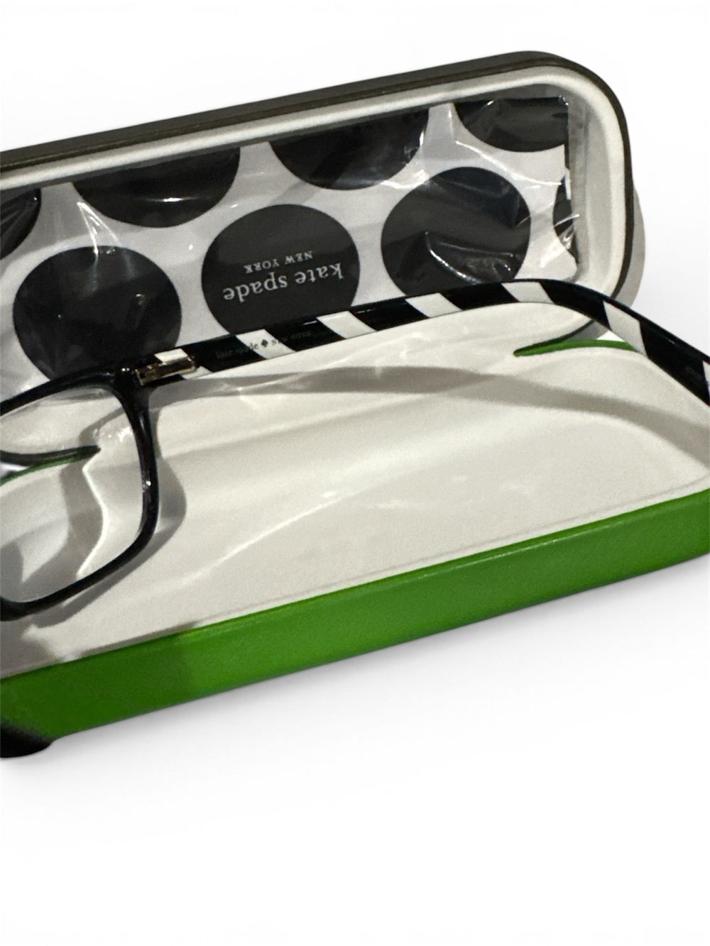kate spade Black Eyeglasses with Lime Green Case 2.0 magnification - Picture 2 of 3